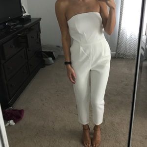 White strapless jumpsuit